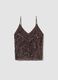 Braunes, figurbetontes Tanktop aus Stretchstoff mit Pailletten_4