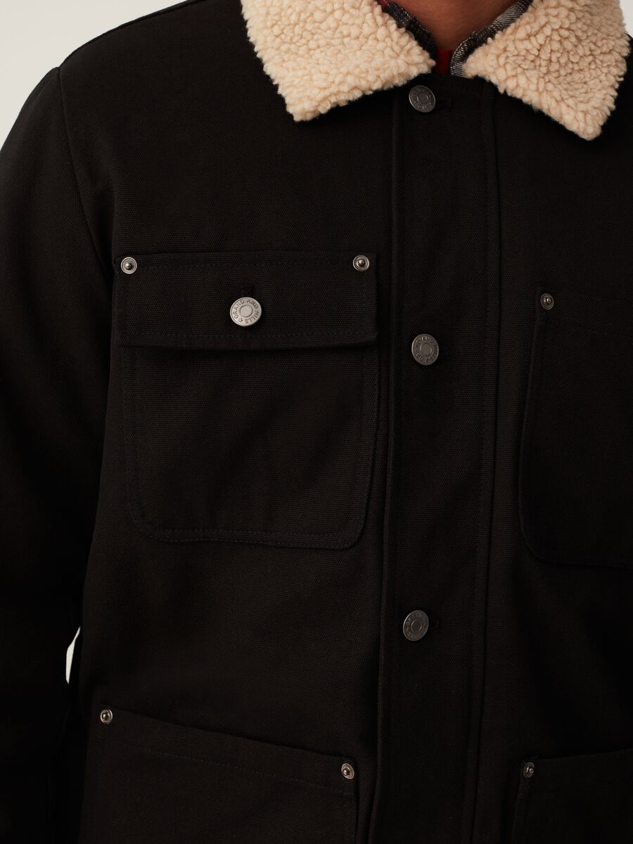 Workwear jacket with collar in borg fleece_3