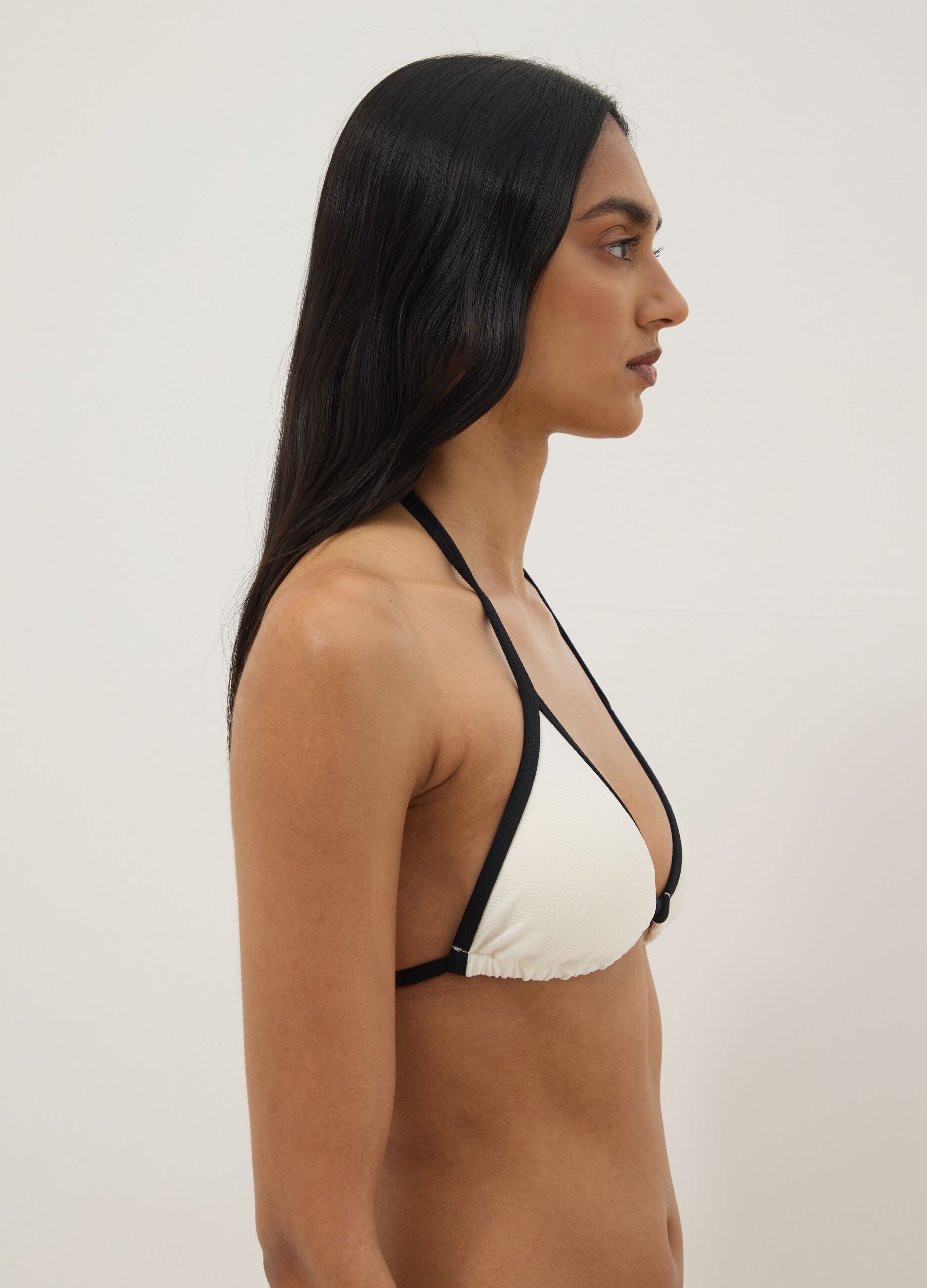 Multicolour triangle bikini top in stretch fabric