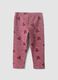Purple organic cotton-blend leggings with animal print for baby girls_1