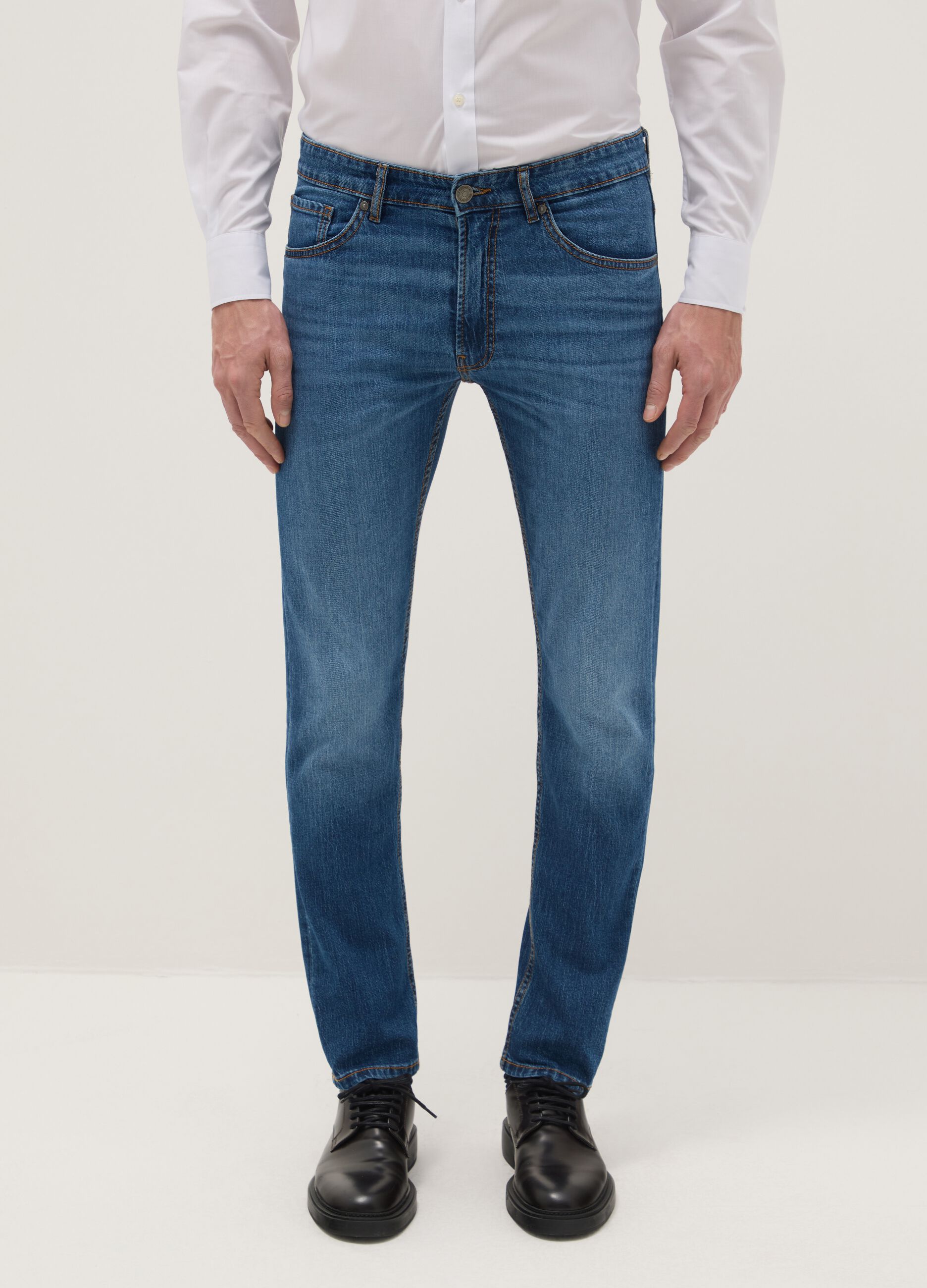 Slim Fit Blue Stretch Cotton Jeans