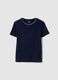 Blue pure cotton regular fit T-shirt with contrast stitching_4
