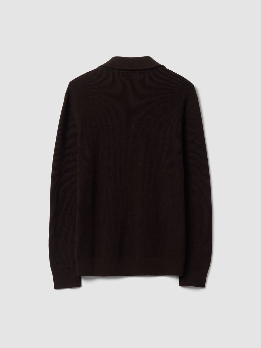Half-zip marrone in misto cotone regular fit_2