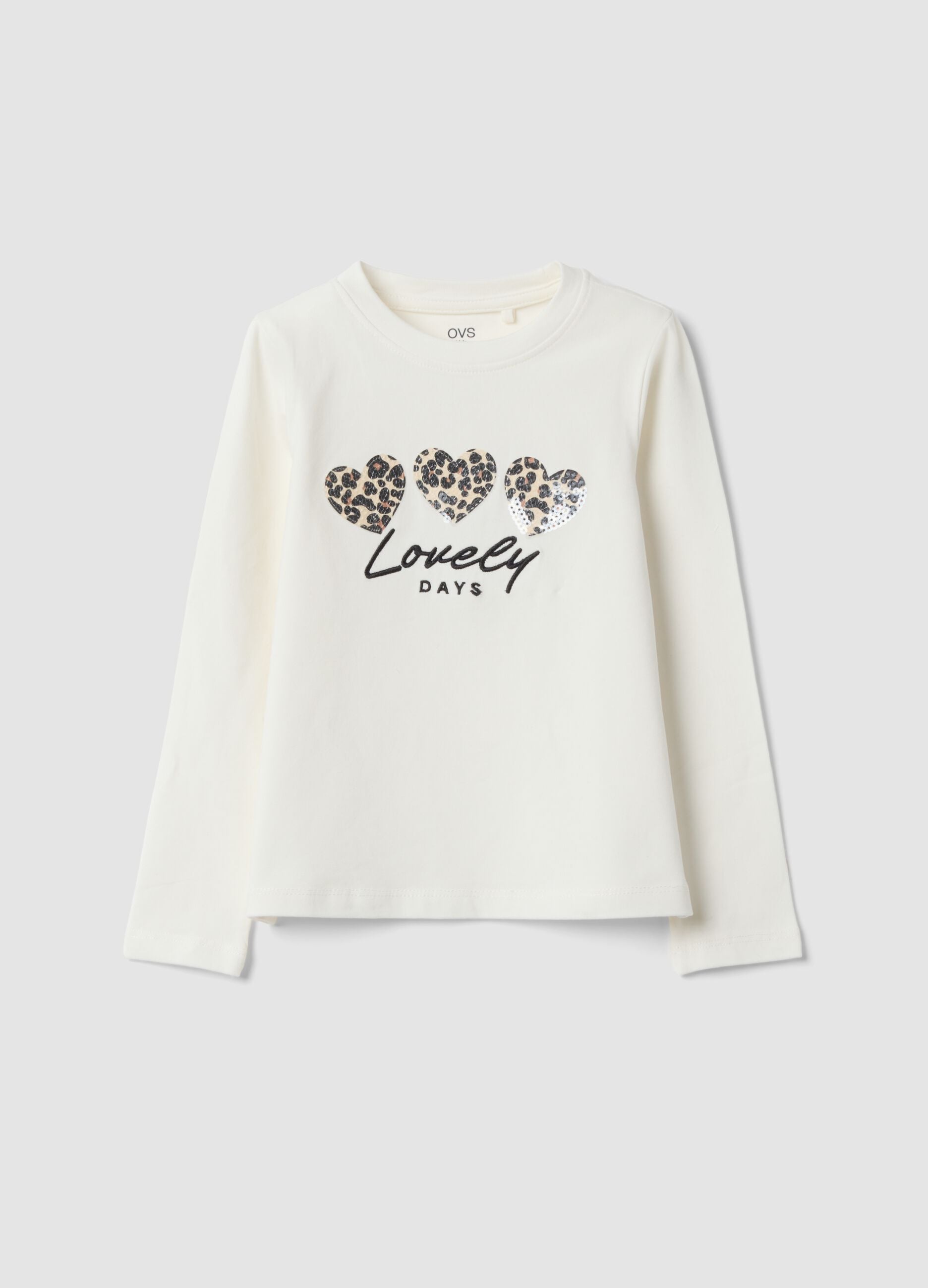 T-shirt bianca in cotone elasticizzato con girocollo