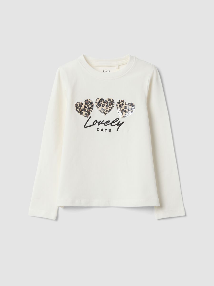 T-shirt bianca in cotone elasticizzato con girocollo_0