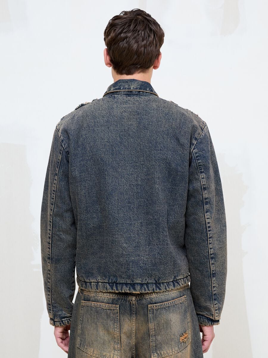 Gepolsterte Denim-Jacke in Vintage-Dunkelblau_4