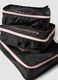 Set di tre organizer neri da viaggio con zip rosa_2