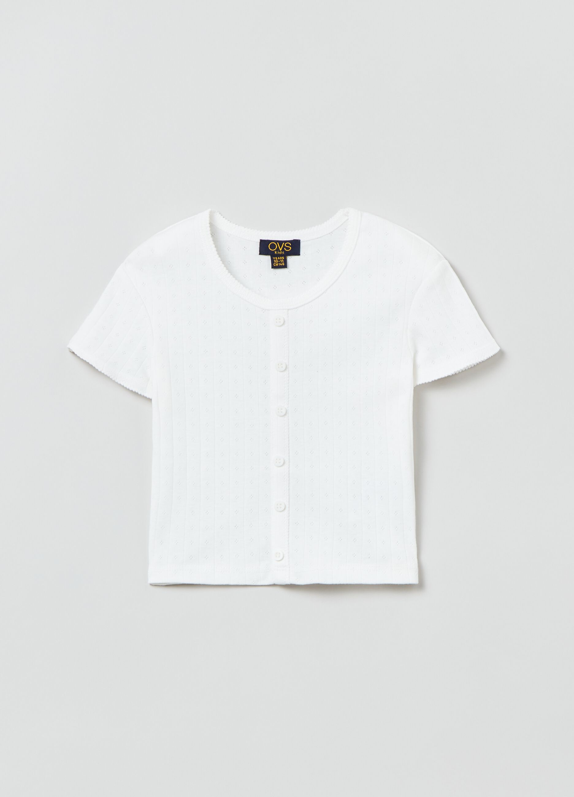 Pointelle-stitch T-shirt