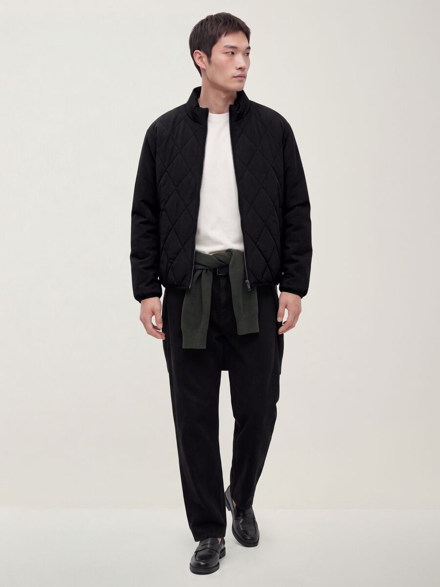 Black stretch-fabric jacket with zip_0