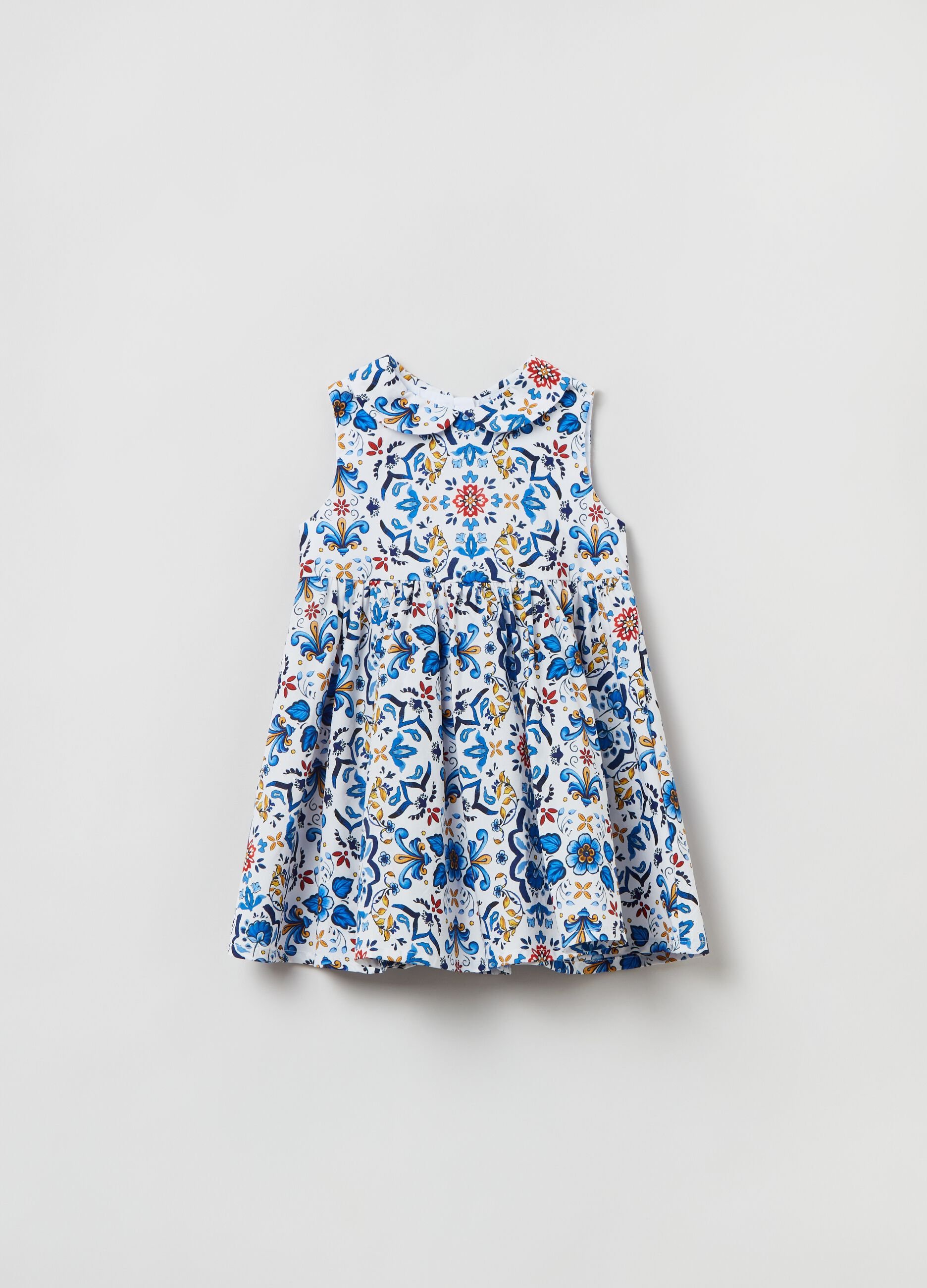 Poplin dress with floral print