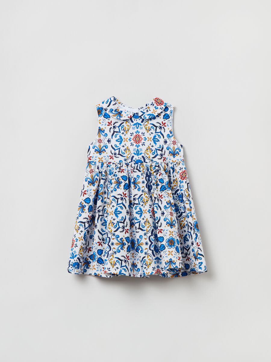 Poplin dress with floral print_0