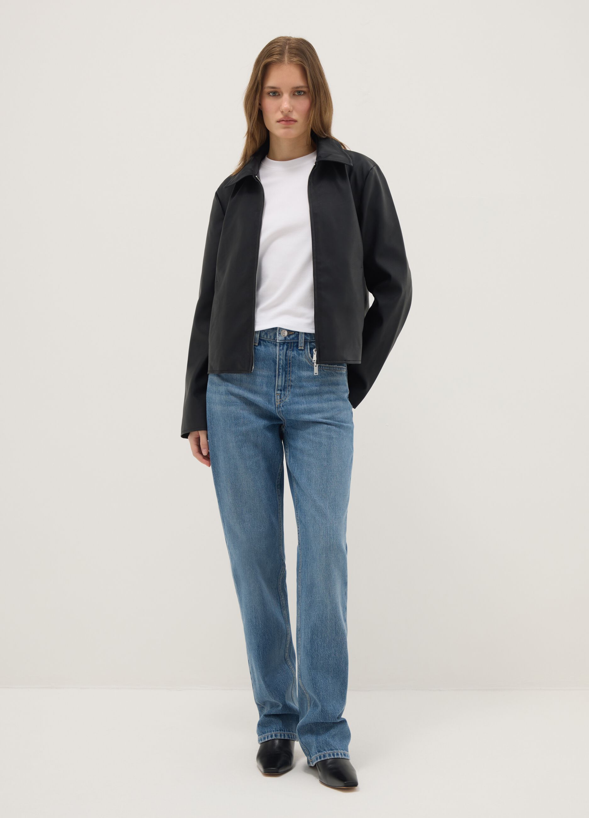 Blue cotton straight fit jeans