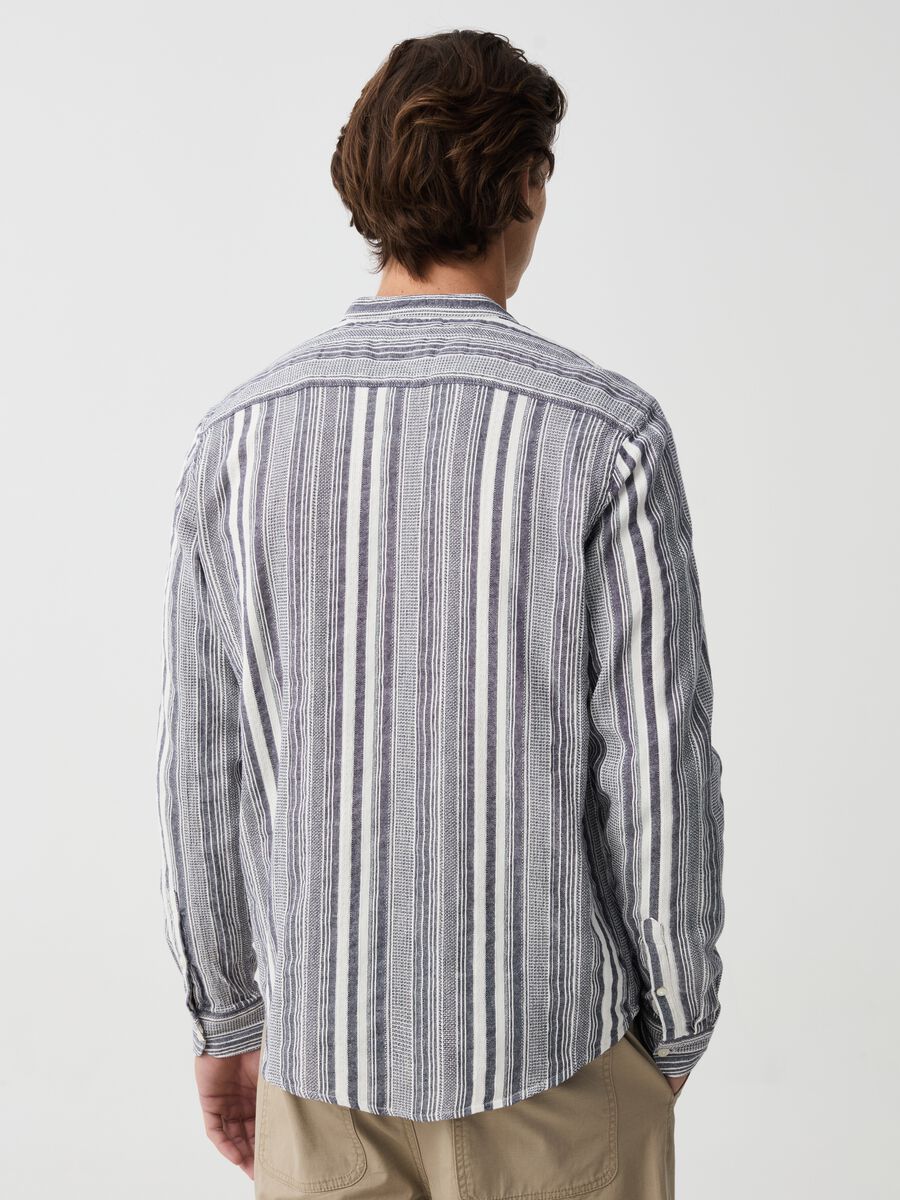 Striped cotton shirt with Mandarin collar_2