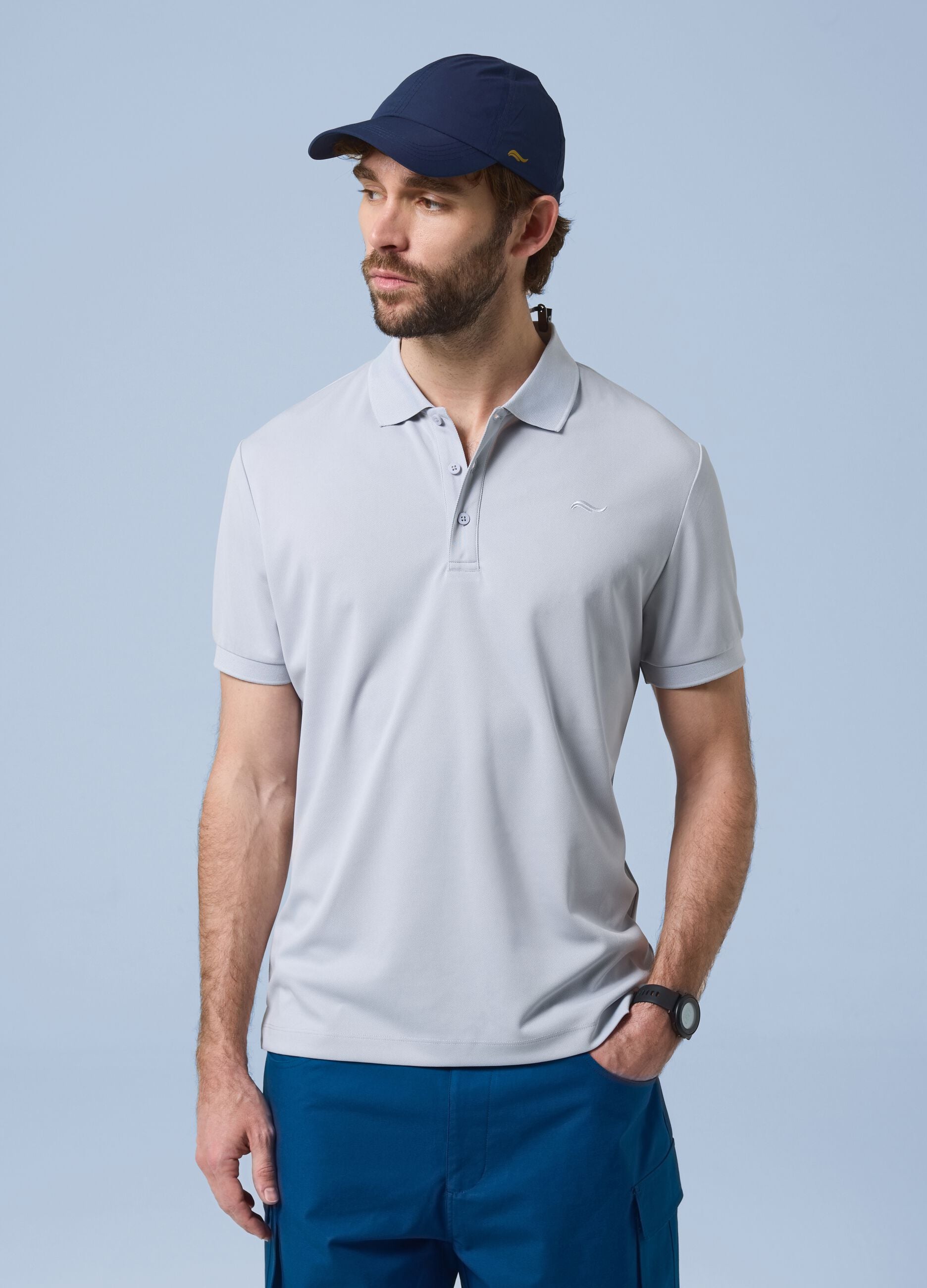 Grey ALTAVIA SAILING polo shirt with breathable classic collar