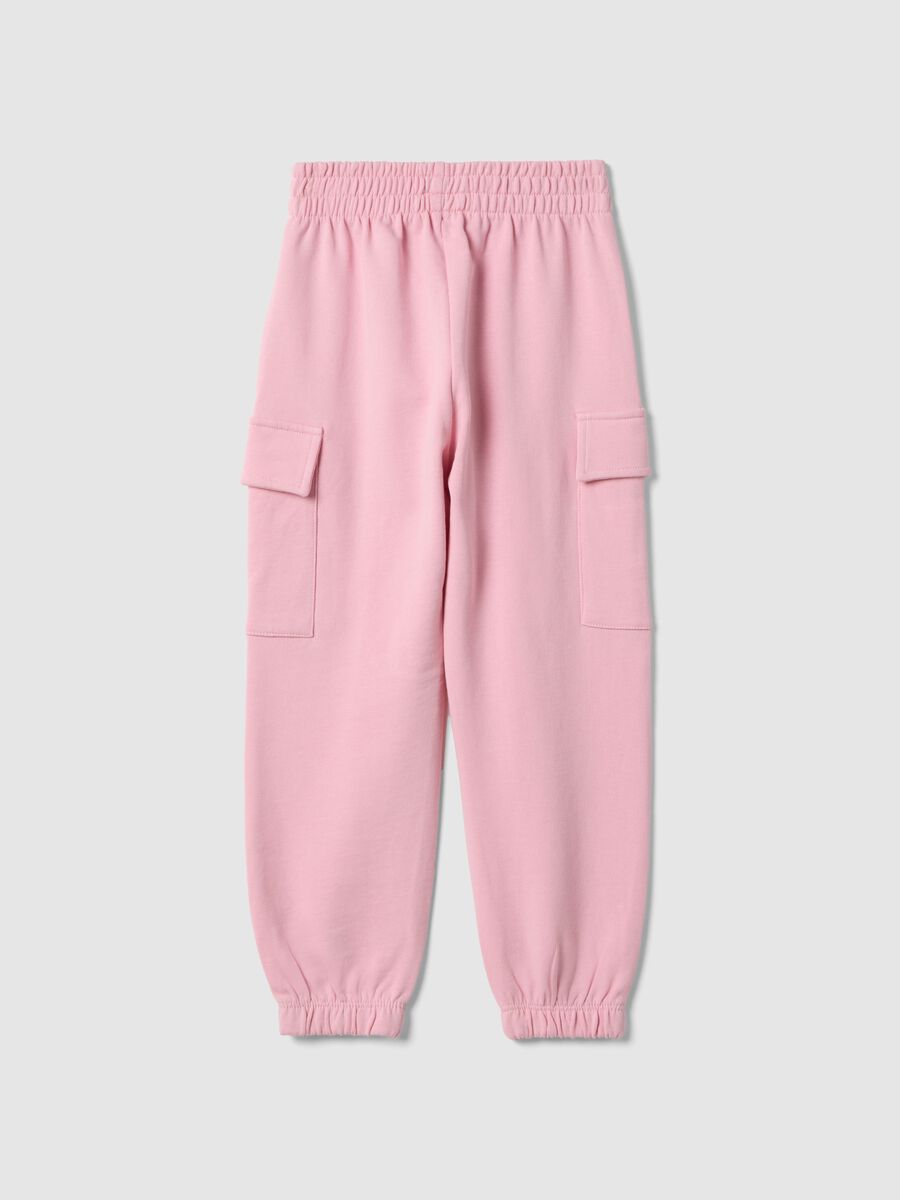 Pantaloni cargo in puro cotone rosa da bambina regular fit_1
