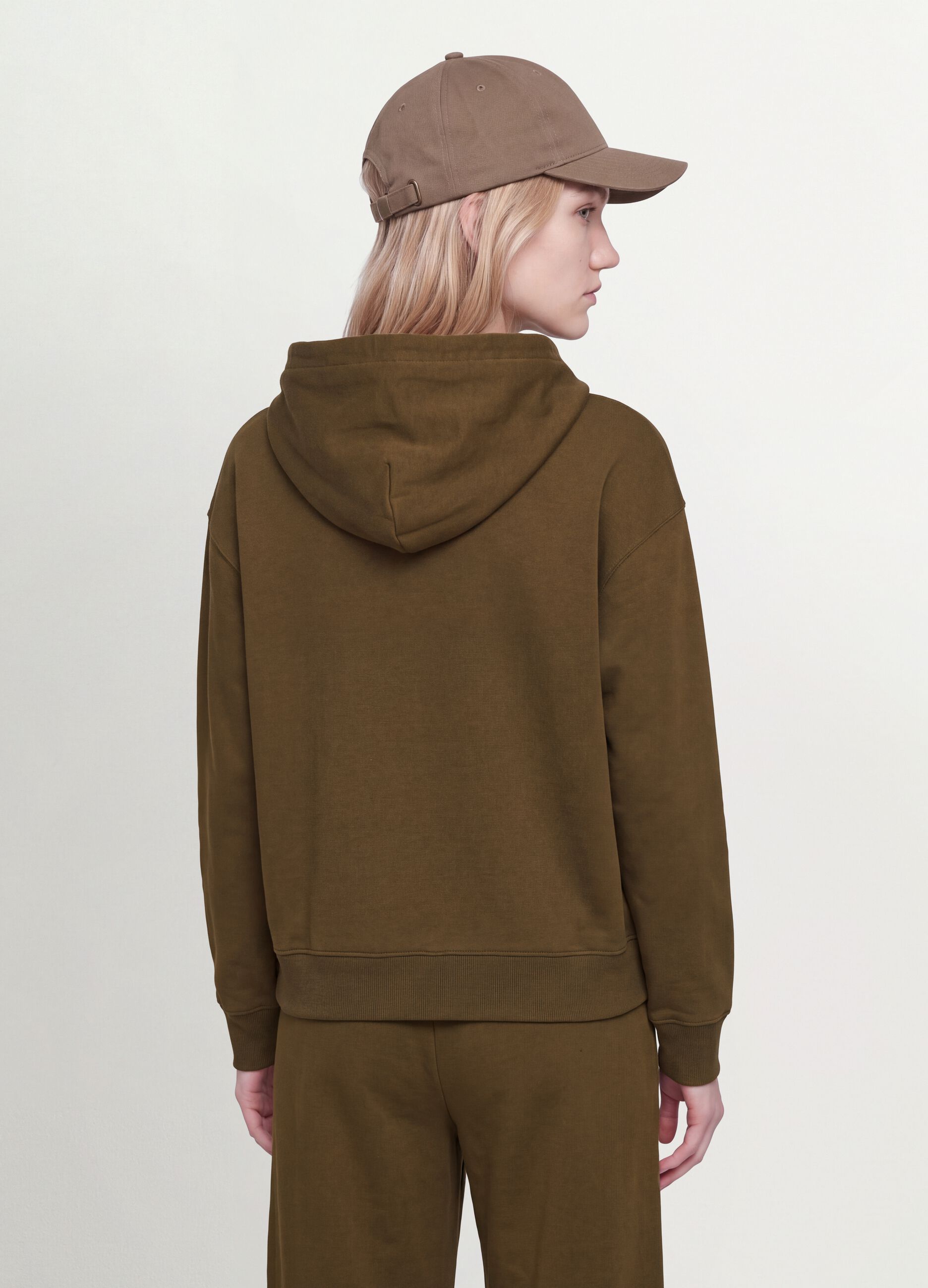 Green cotton-blend hoodie in a regular fit