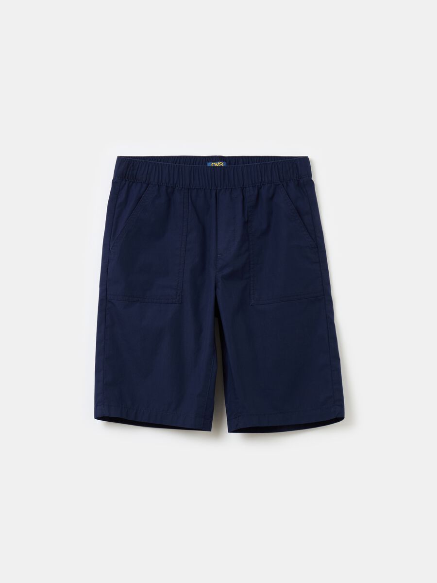 Pull-on Bermuda shorts in poplin_0