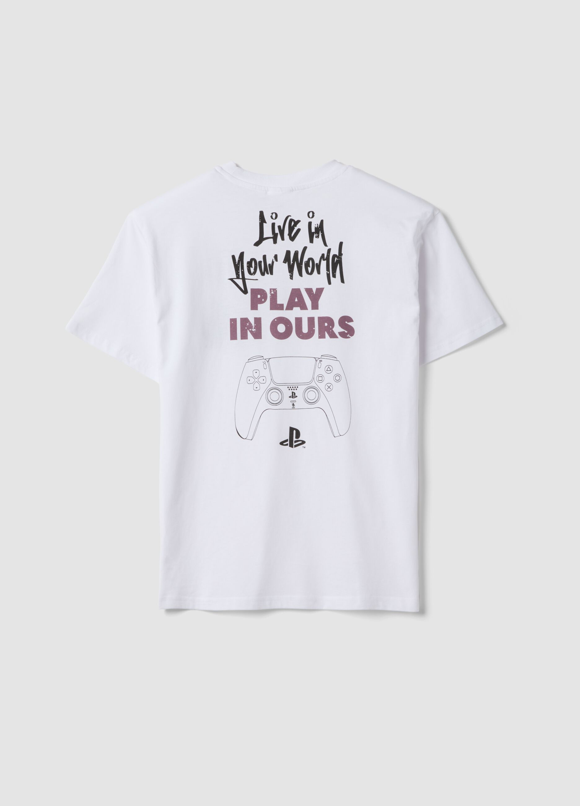 Wei&szlig;es Jungen-T-Shirt mit PlayStation-Logo aus reiner Baumwolle, Relaxed Fit