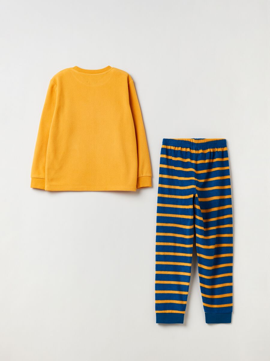 Fleece pyjama with striped pattern and print._1