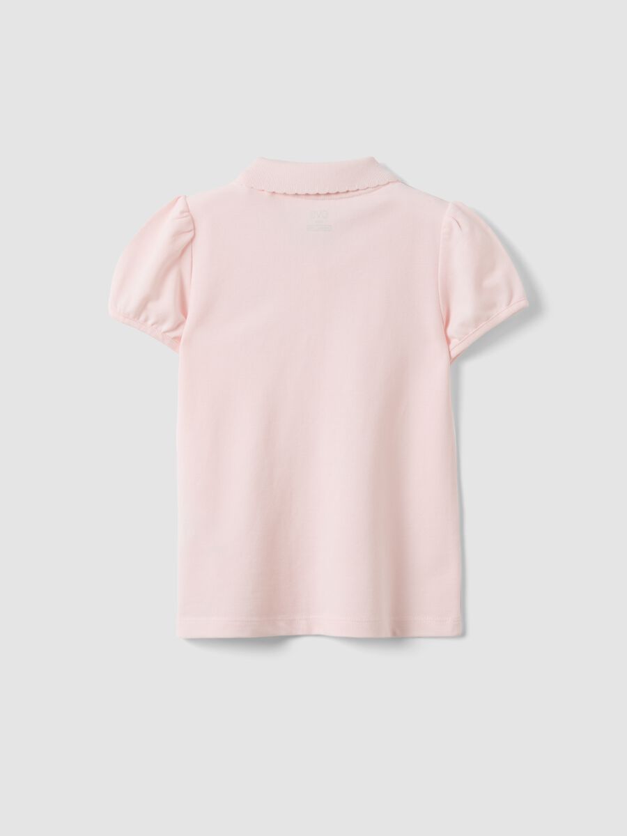 Girls' pink pure cotton polo shirt regular fit with cherry_1