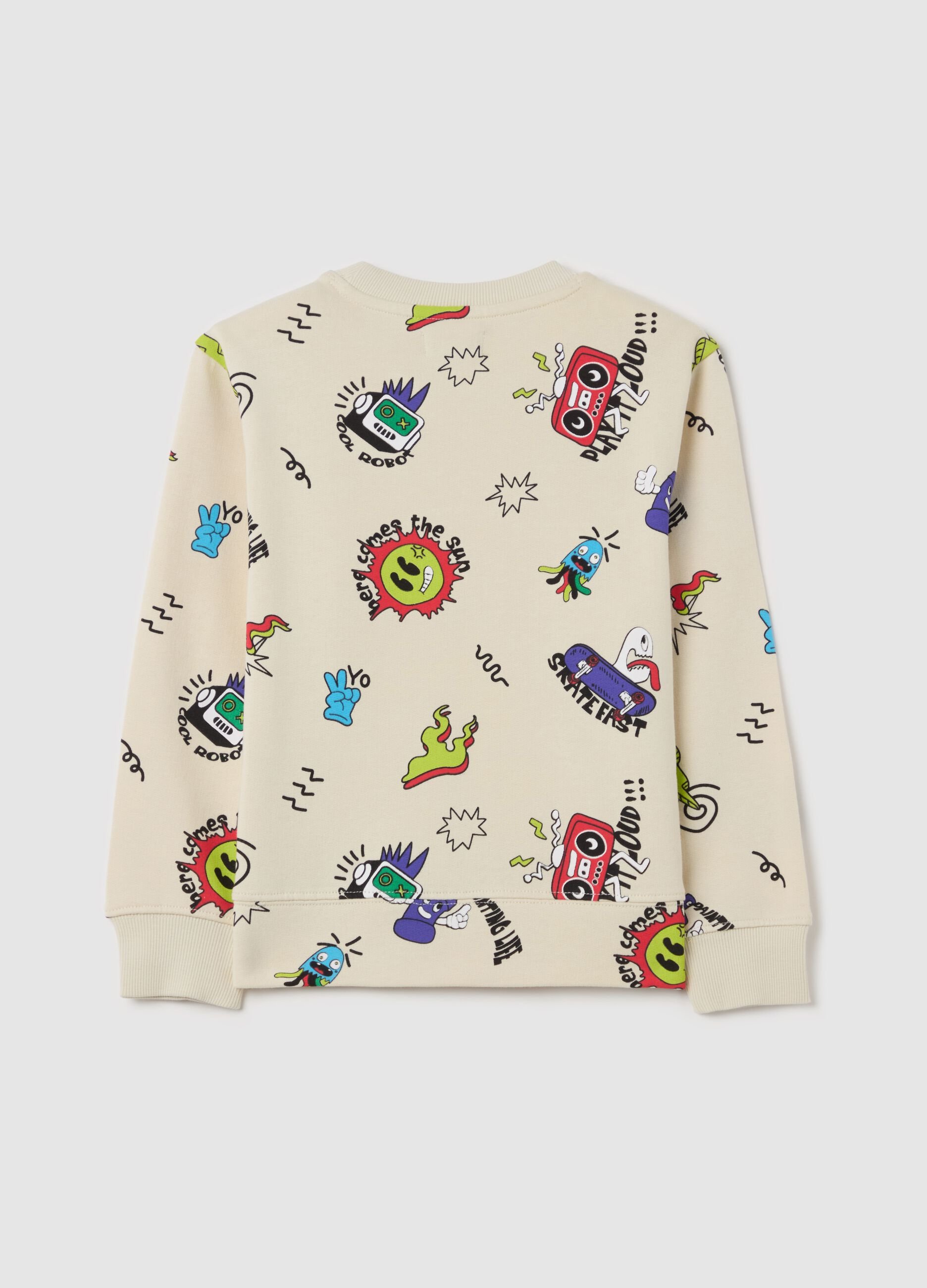 French terry sweatshirt with graffiti-style print