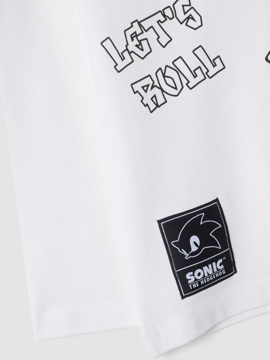 White pure cotton Sonic print oversized fit T-shirt_3