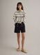 Black regular fit shorts with high waist and gold buttons_0