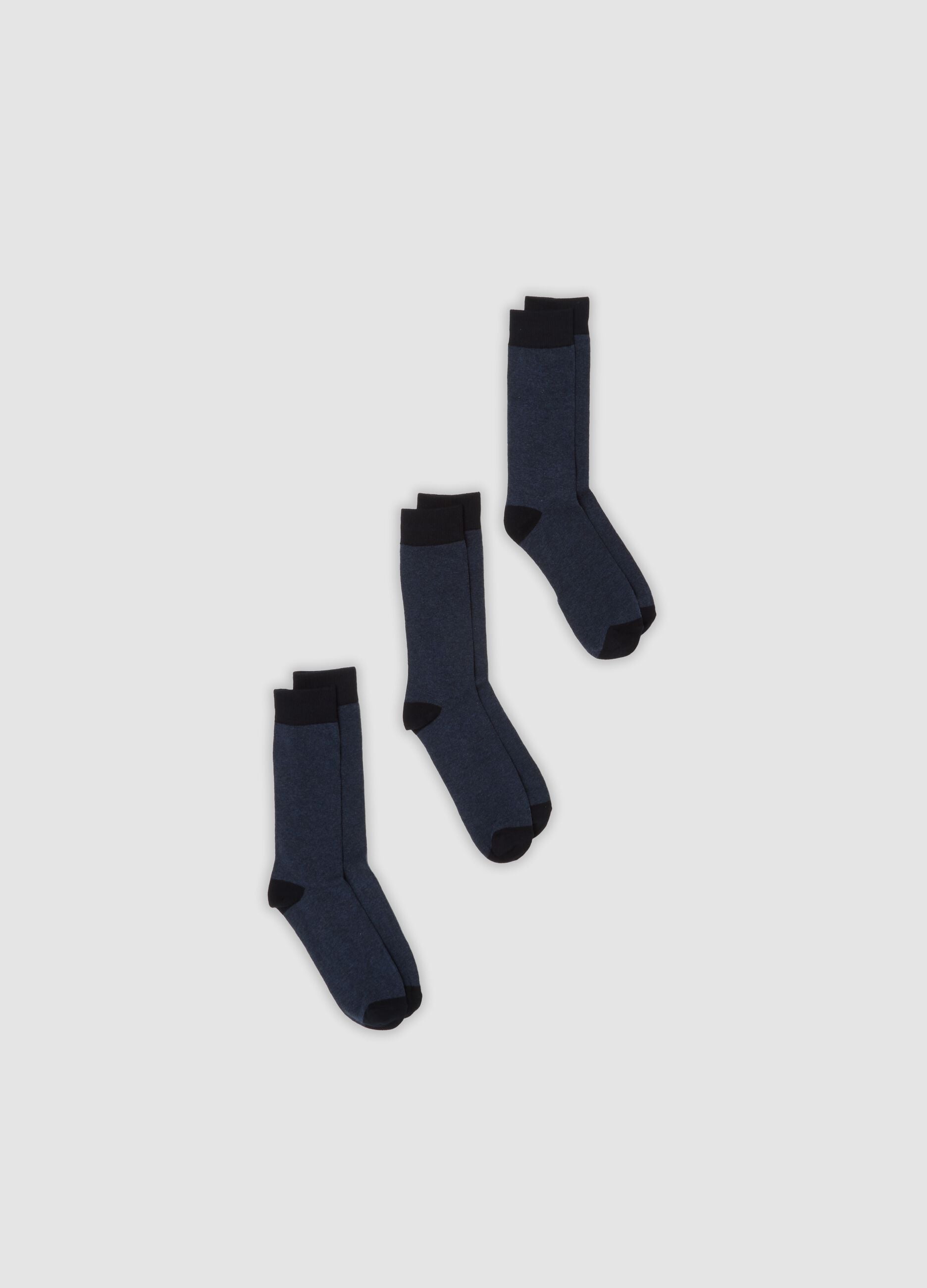 3er-Pack blaue Socken in mittlerer H&ouml;he aus elastischer Bio-Baumwolle