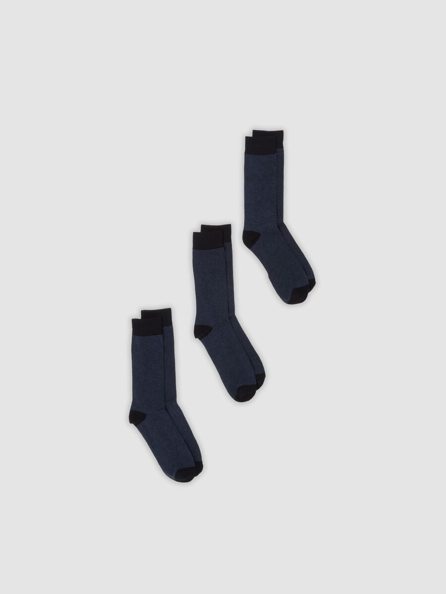 3er-Pack blaue Socken in mittlerer H&ouml;he aus elastischer Bio-Baumwolle_0
