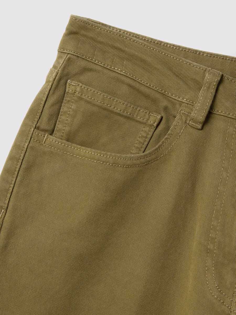 Regular fit stretch cotton green chino trousers_5