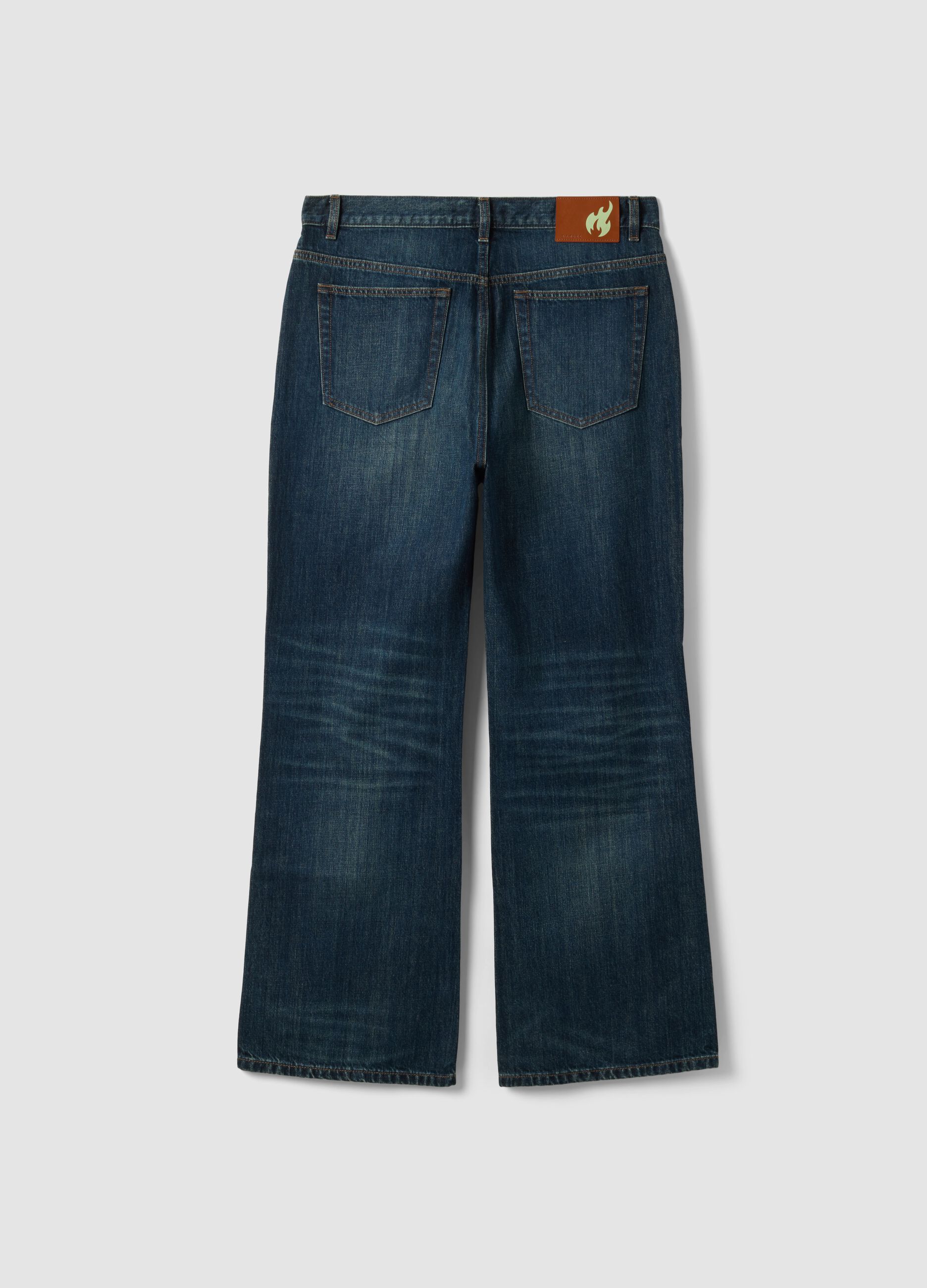 Jeans denim blu in puro cotone flare fit