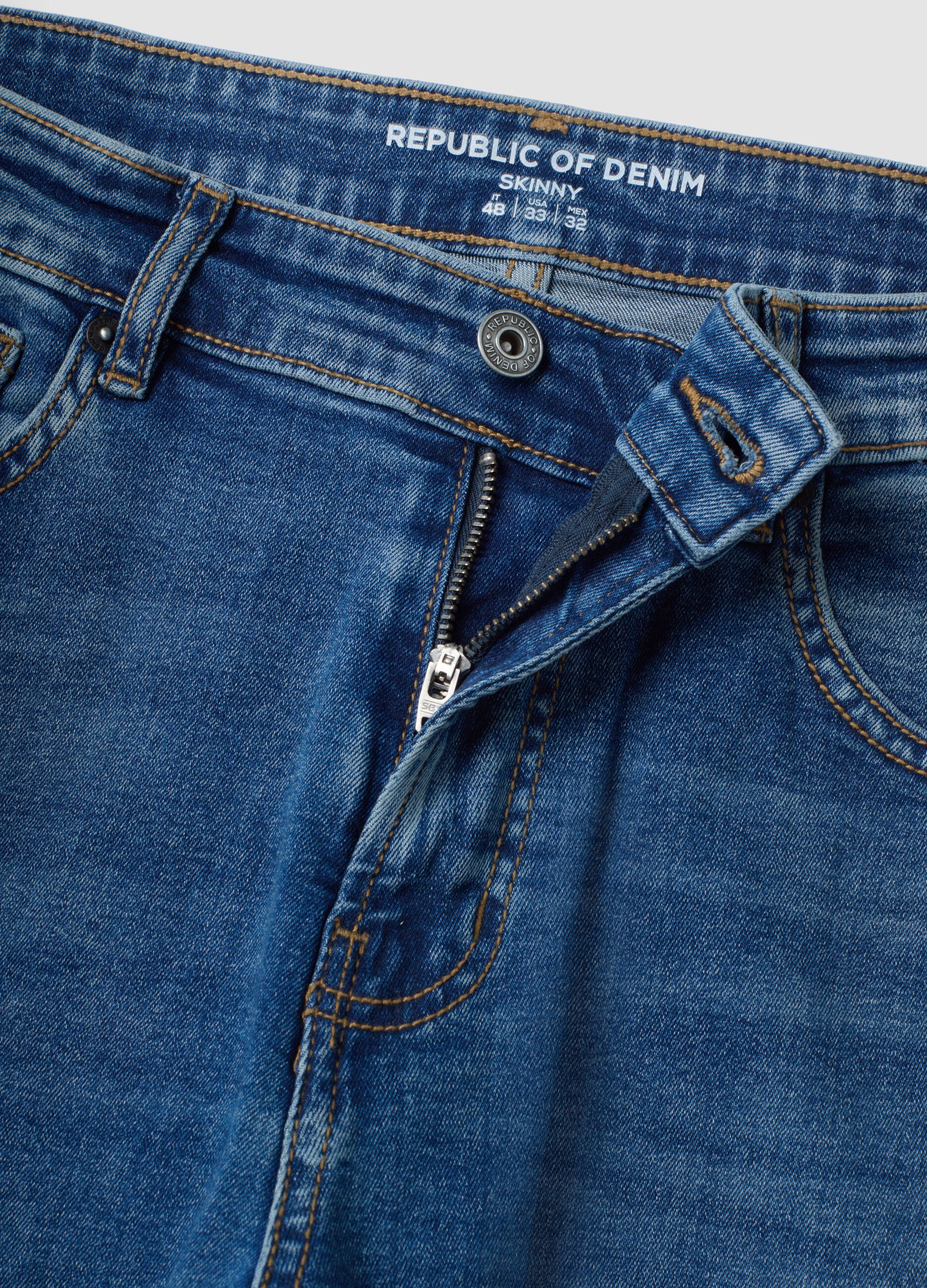 Blaue Skinny-Fit-Jeans aus Stretch-Baumwoll-Denim