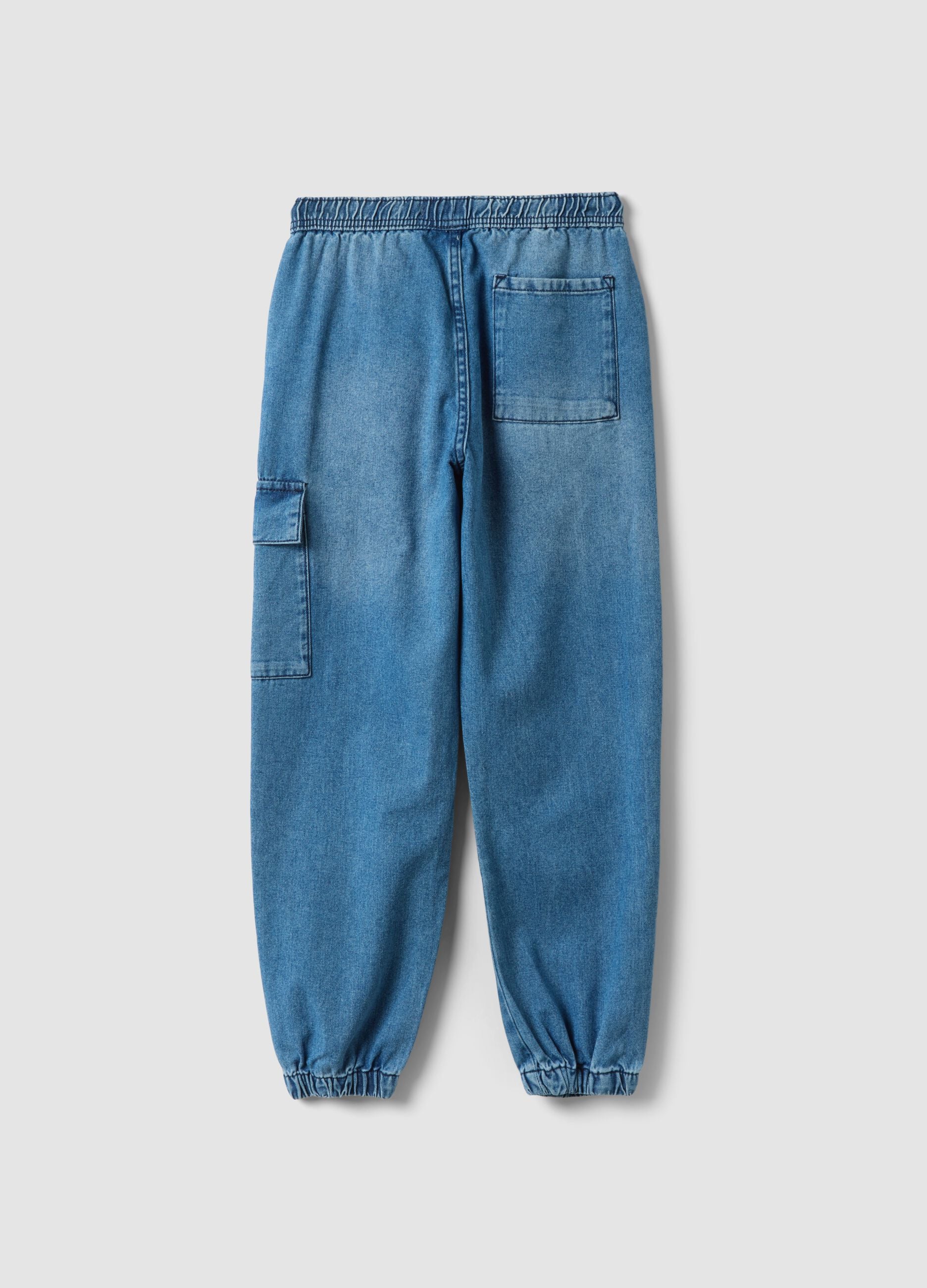 Jog denim azzurri in puro cotone con vita elasticizzata relaxed fit