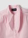 Camicia rosa in cotone elasticizzato a righe con fiocco over fit_5