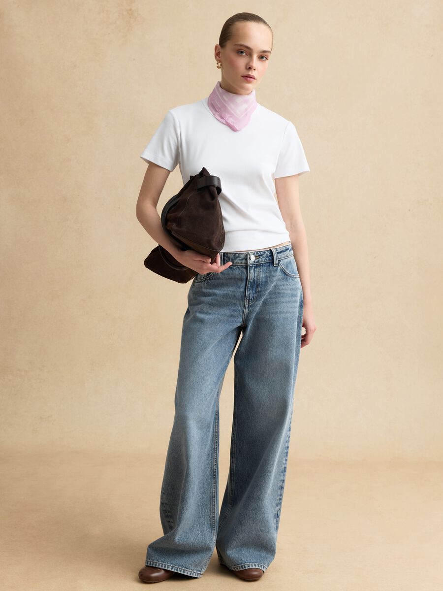 White short sleeve regular fit cotton blend t-shirt_2