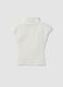 T-shirt branca ajustada em modal e algod&atilde;o el&aacute;stico com gola alta_6