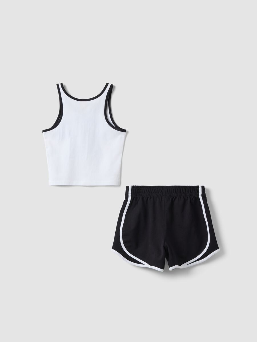 Girl's multicolour stretch cotton fitted set with Stitch_4