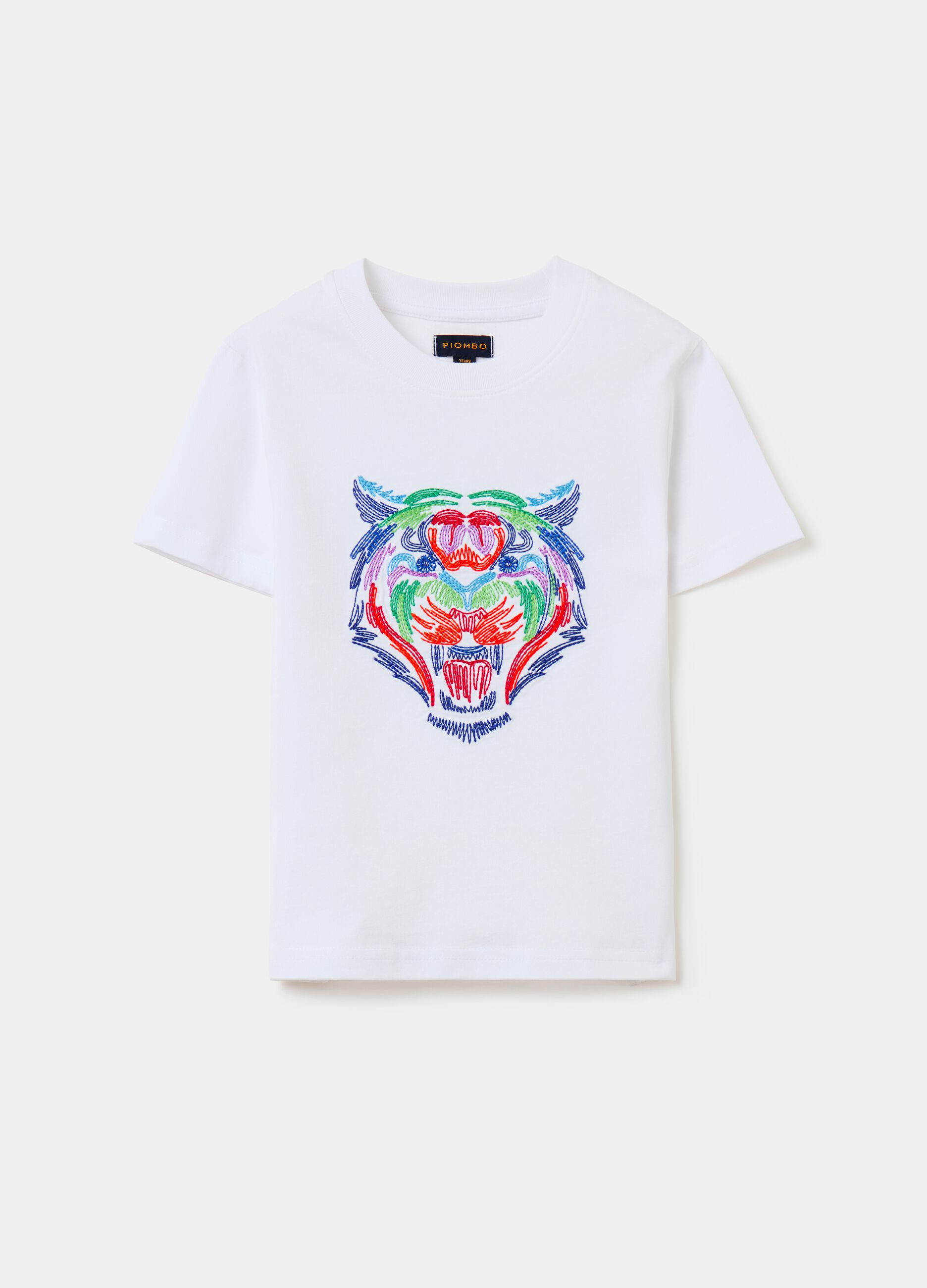Camiseta de algodón con bordado tigre
