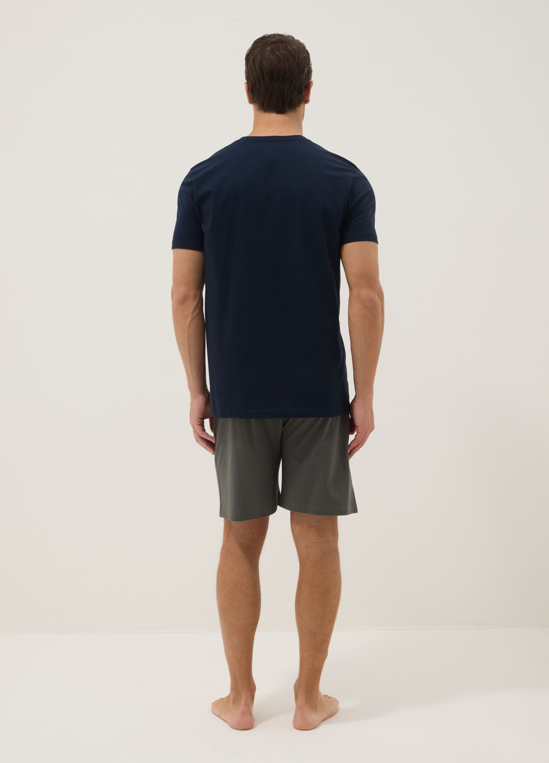 Multicolour Regular Fit V-neck Organic Cotton Jersey Short Pyjamas