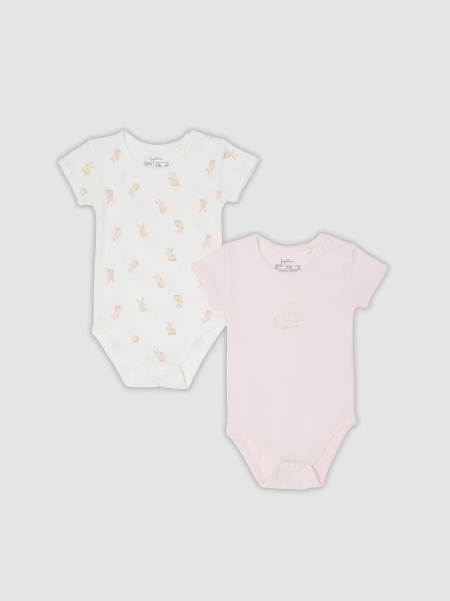 2-pack of pink and white organic cotton short-sleeve bodysuits for baby girls_0