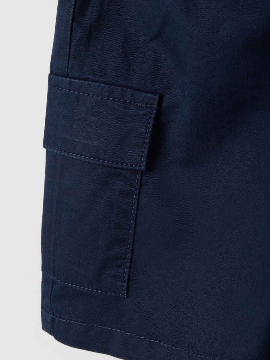 Blue pure cotton boys' cargo shorts regular fit_3
