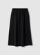Black long skirt with regular fit, elasticated waist and slit_4