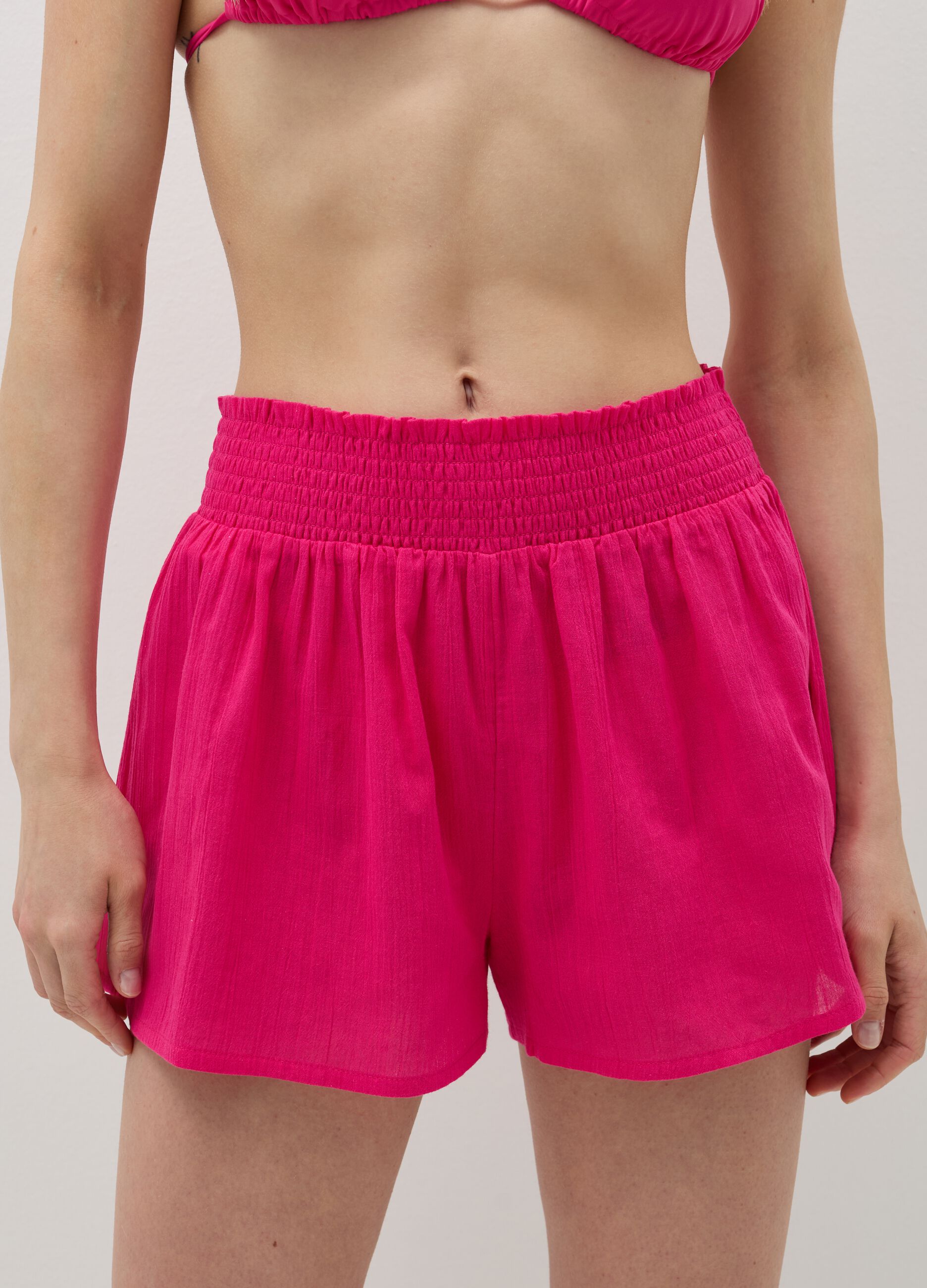 Beach cover-up shorts in gauze