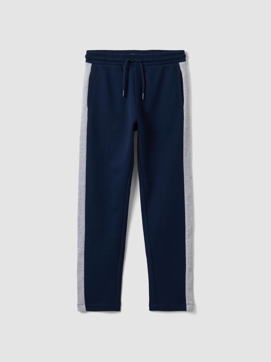 Blue pure cotton joggers with side stripes for boys_3