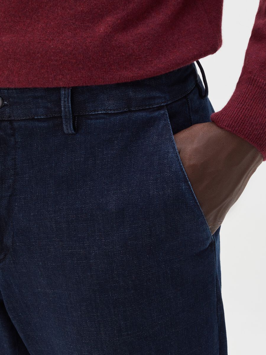 Straight-fit chino trousers in denim_3