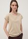 Beige pure cotton T-shirt with broderie anglaise_0