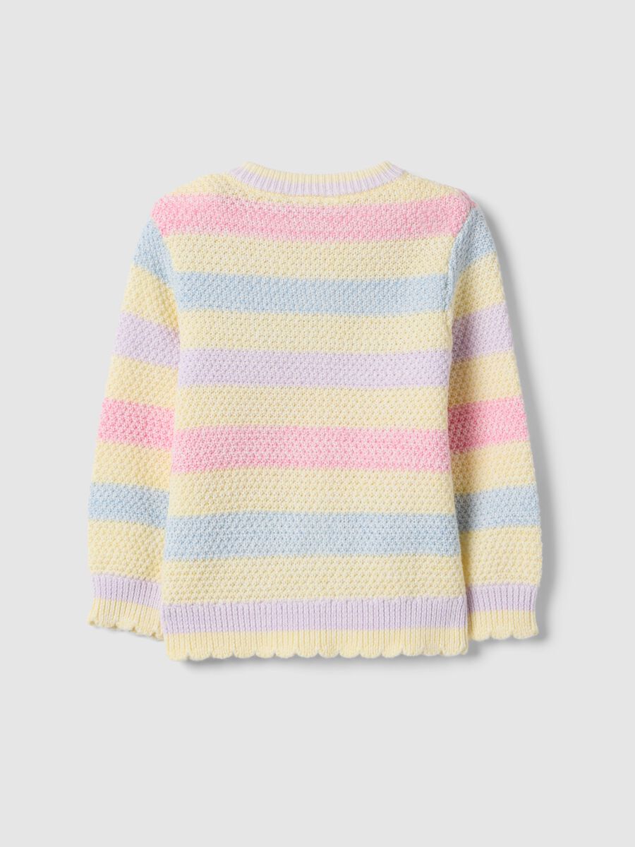 Girls' regular fit multicolour striped pure cotton cardigan_1