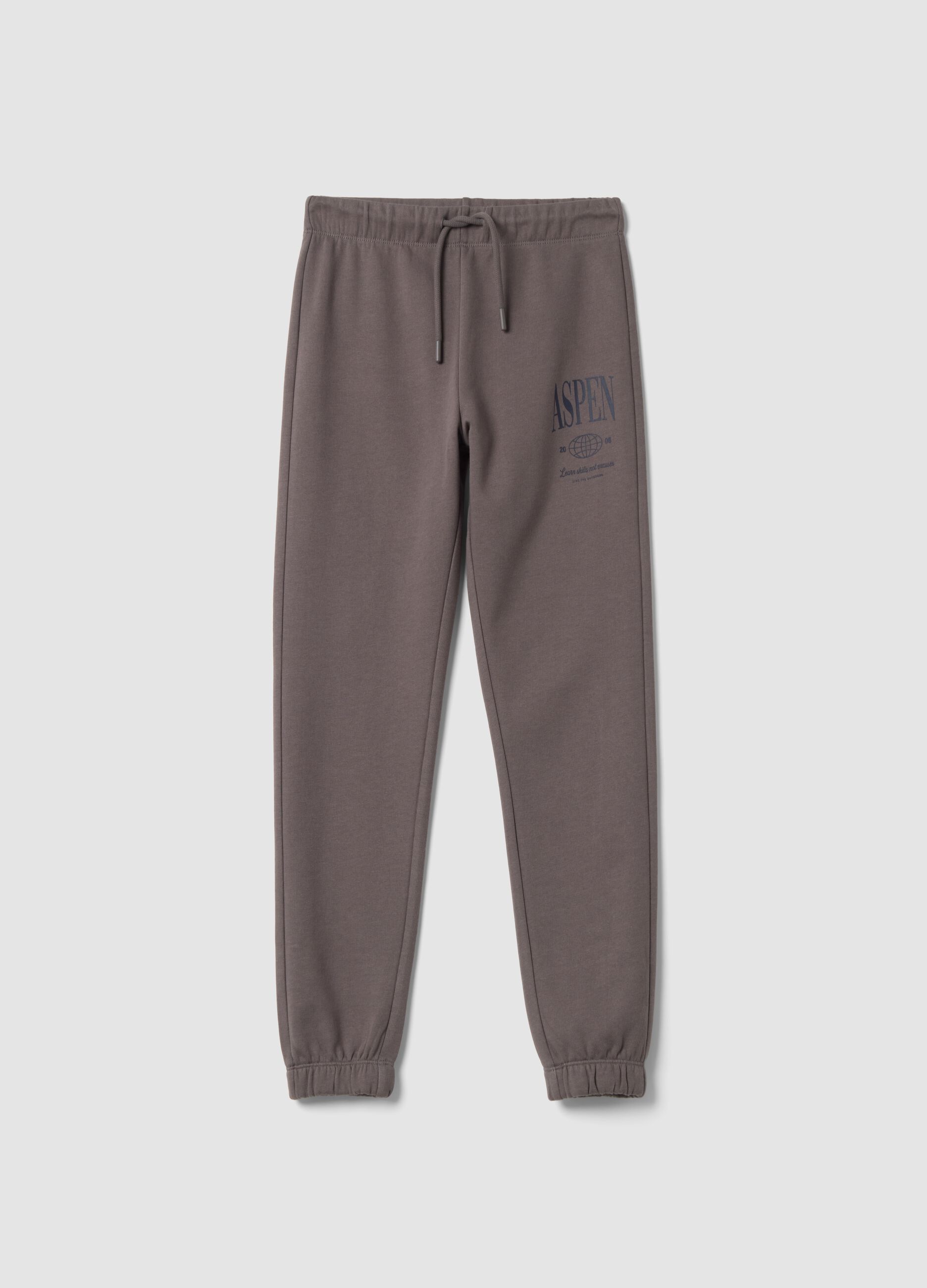 Grey organic cotton fleece joggers, regular fit