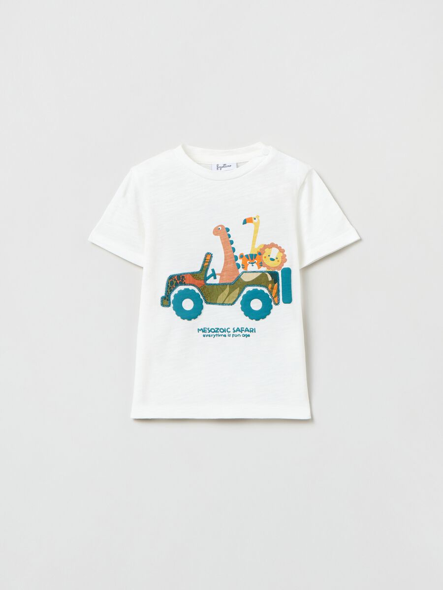Camiseta de algodón flameado con estampado_0