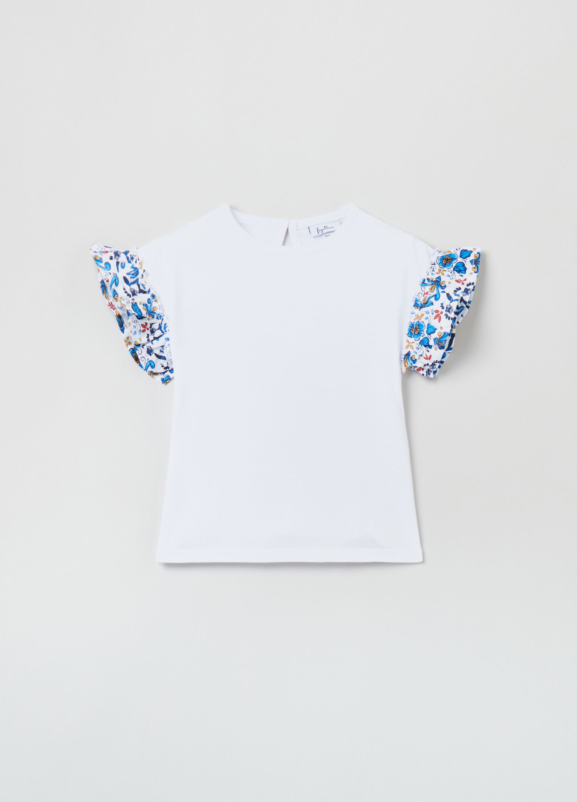 Camiseta de algodón con volante de popelina